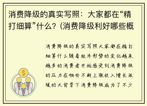 消费降级的真实写照：大家都在“精打细算”什么？(消费降级利好哪些概念股)